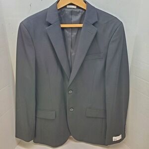 Nordstrom Rack Mens Black Trim Fit Two Button Blazer Jacket Notch Lapel 38R